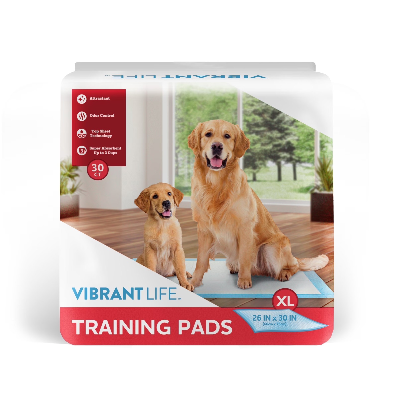 (3 pack) Vibrant Life, Puppy Pads Extra Large 5-Layer Leakproof Pet Training Pad