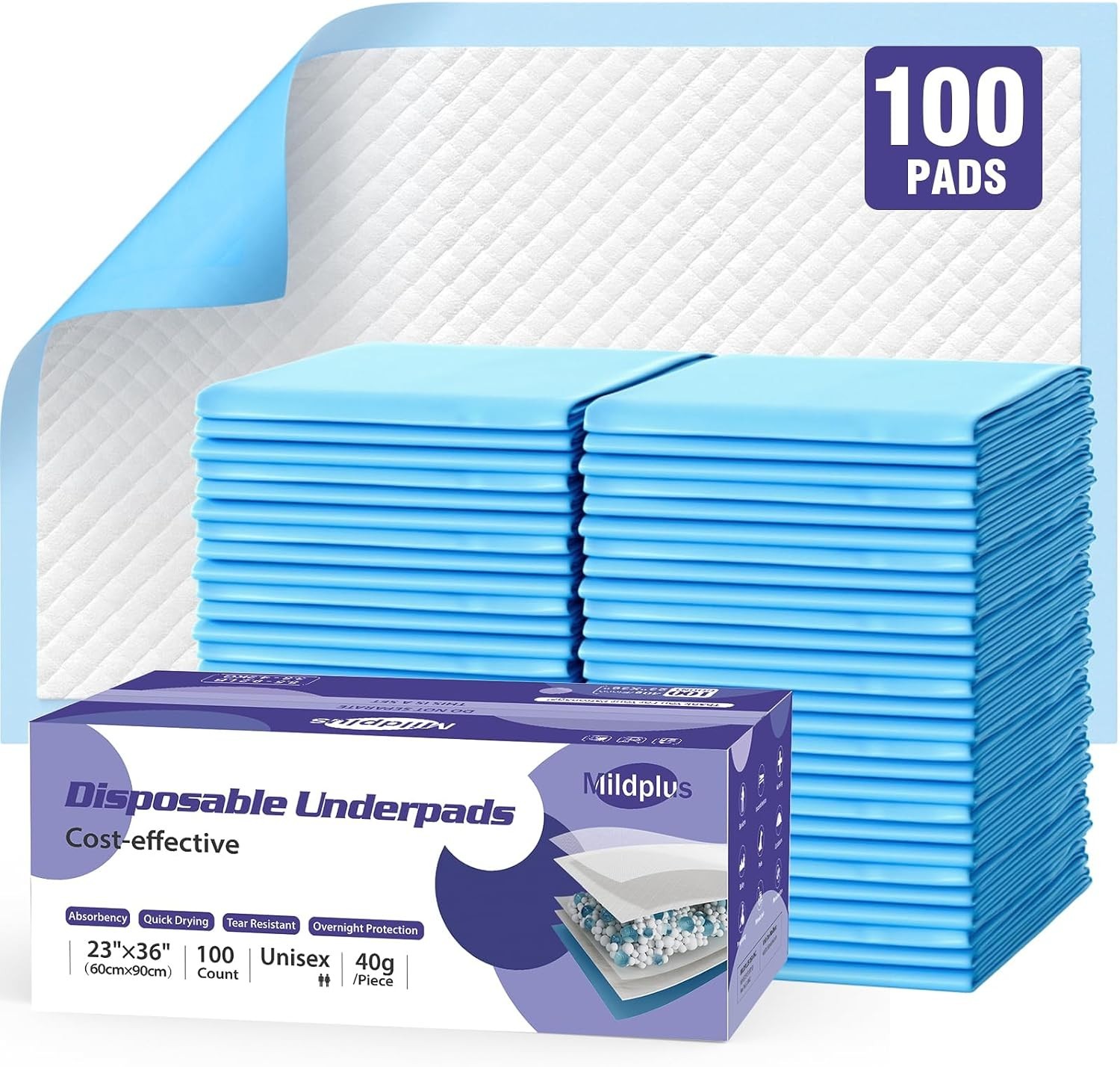 Disposable Pads 23×36 Inch, 100 Count for Bed, Floor & Pet | Disposable Under…