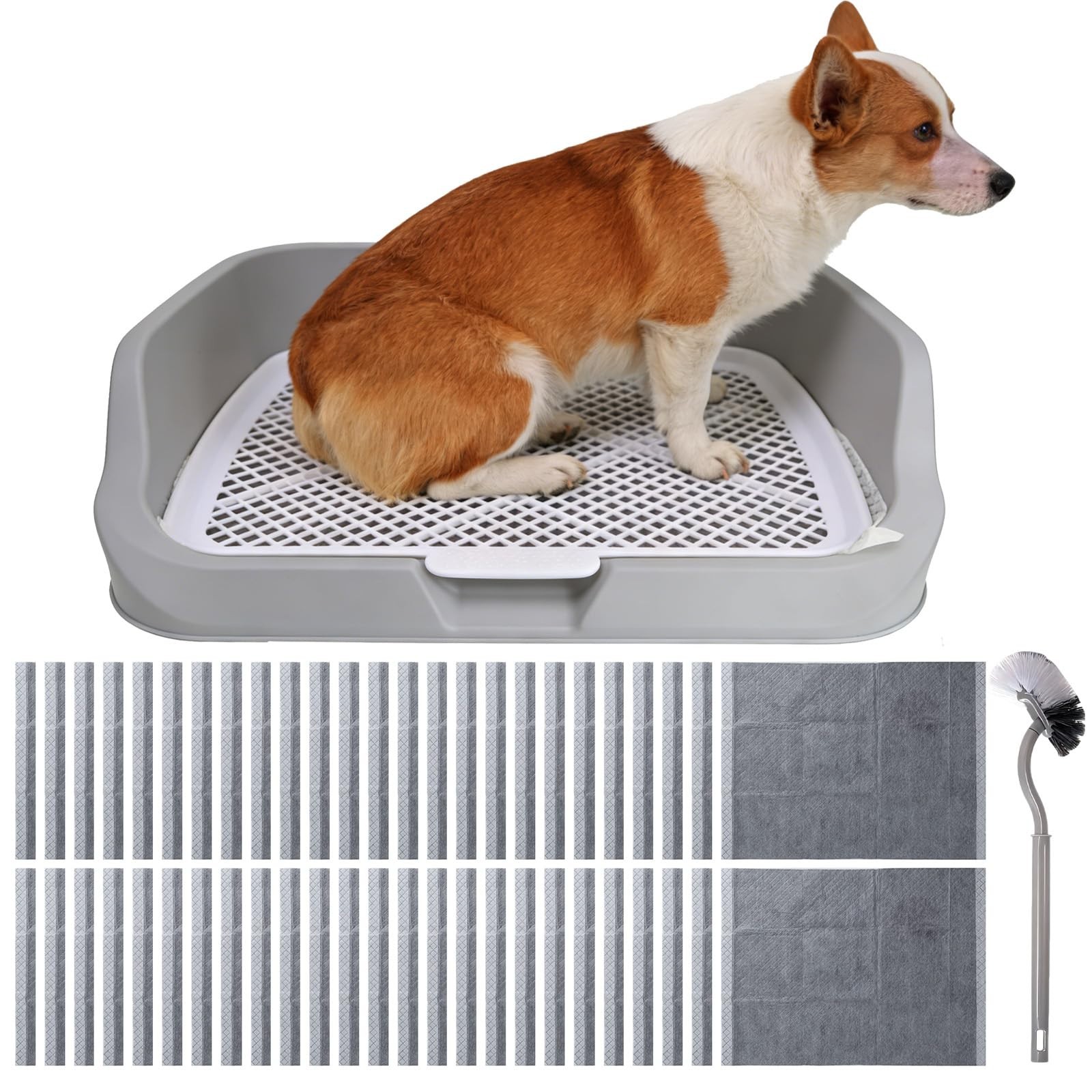 XL Dog Litter Box & Pee Pad Holder, Puppy Potty Training Tray for Small/Medium D