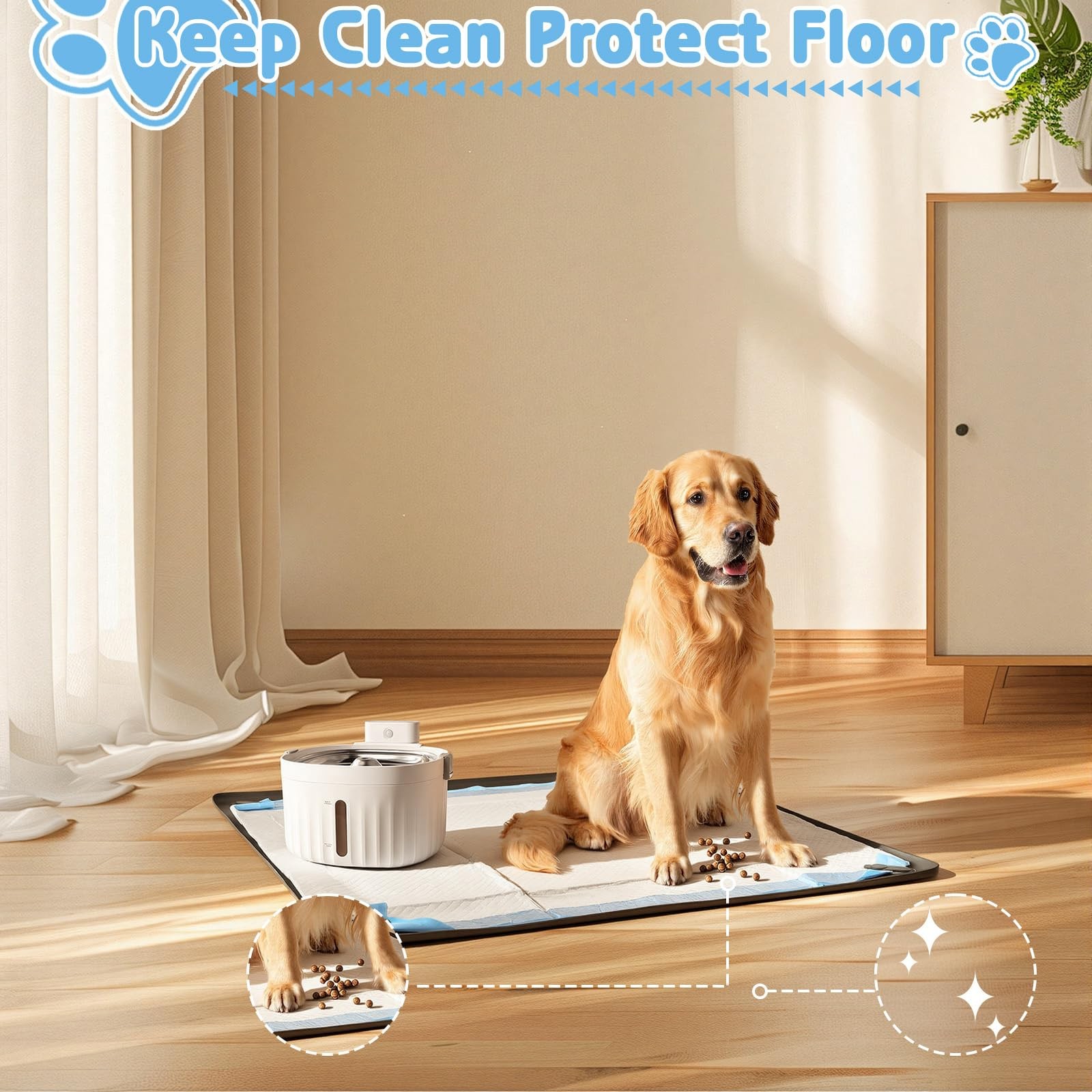 Pee Pad Holder for Dogs, 24″ x 24″ Non-Slip Silicone Dog Puppy Pad Holder, No…