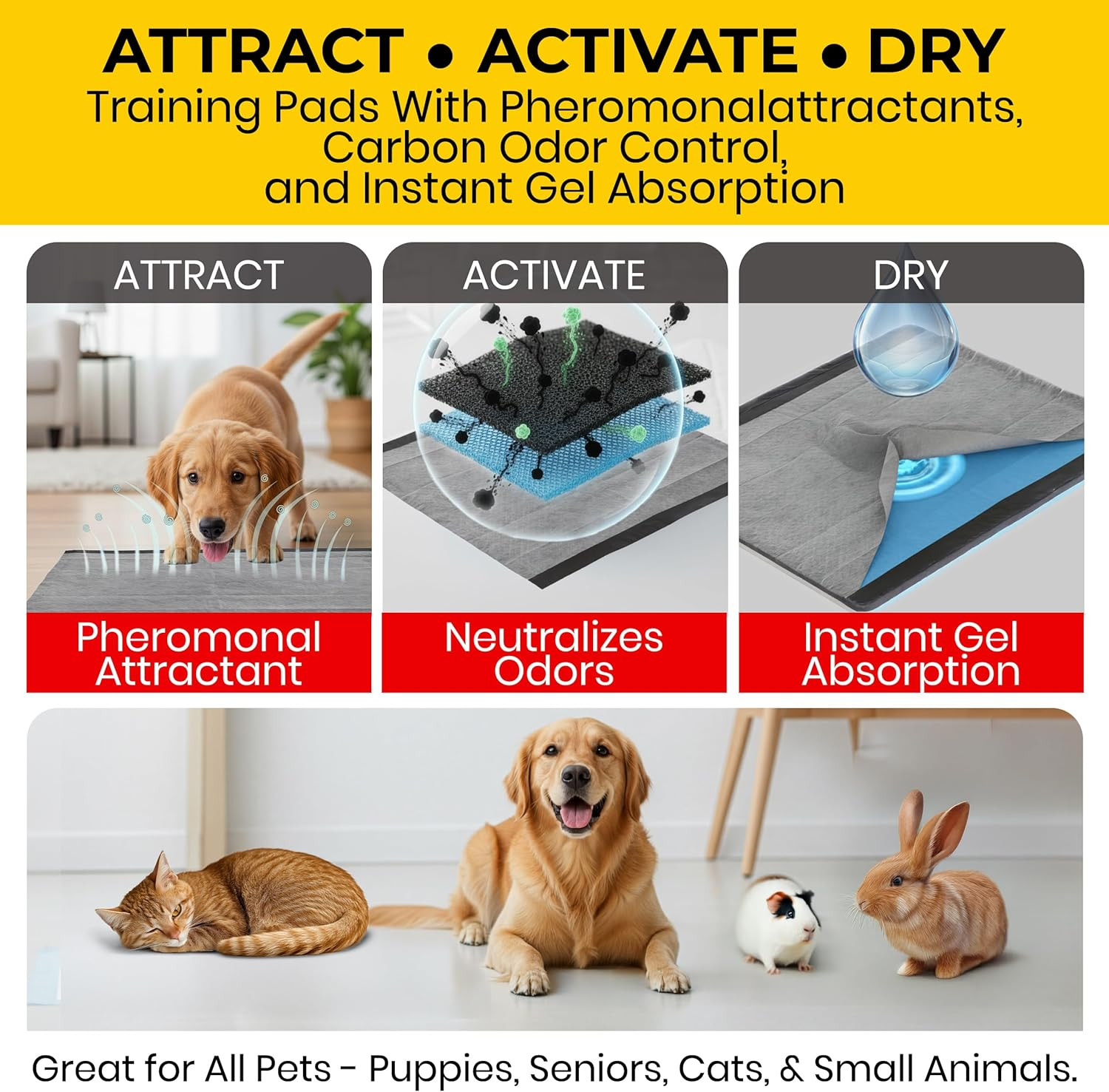 for Pets Extra Large Charcoal Training Pads for Dogs and Puppies, Activated Carb