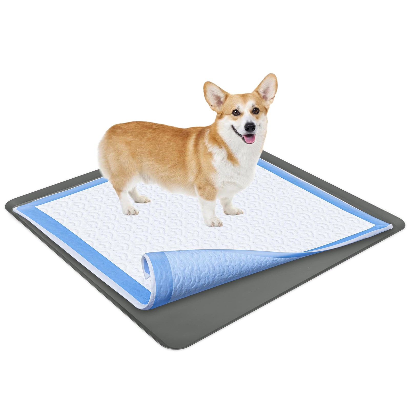 Skywin TidyFriend Dog Pee Pad Holder Tray 36″ x 36″ Gray Silicone Quick-Wipe