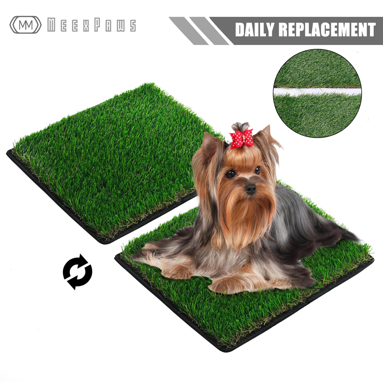 Dog Grass Pee Pads for Dogs with Tray | Extra Small 17 x 13 in for Puppy Less…