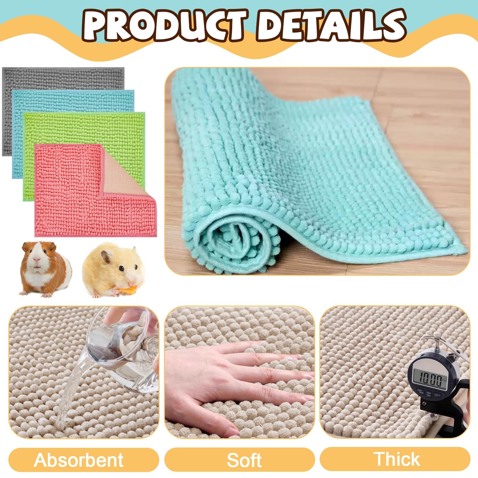 Agolctry 8 Pcs 15.7 x 11.8 inches / 40 x 30 cm, Gray, Green, Pink, Blue