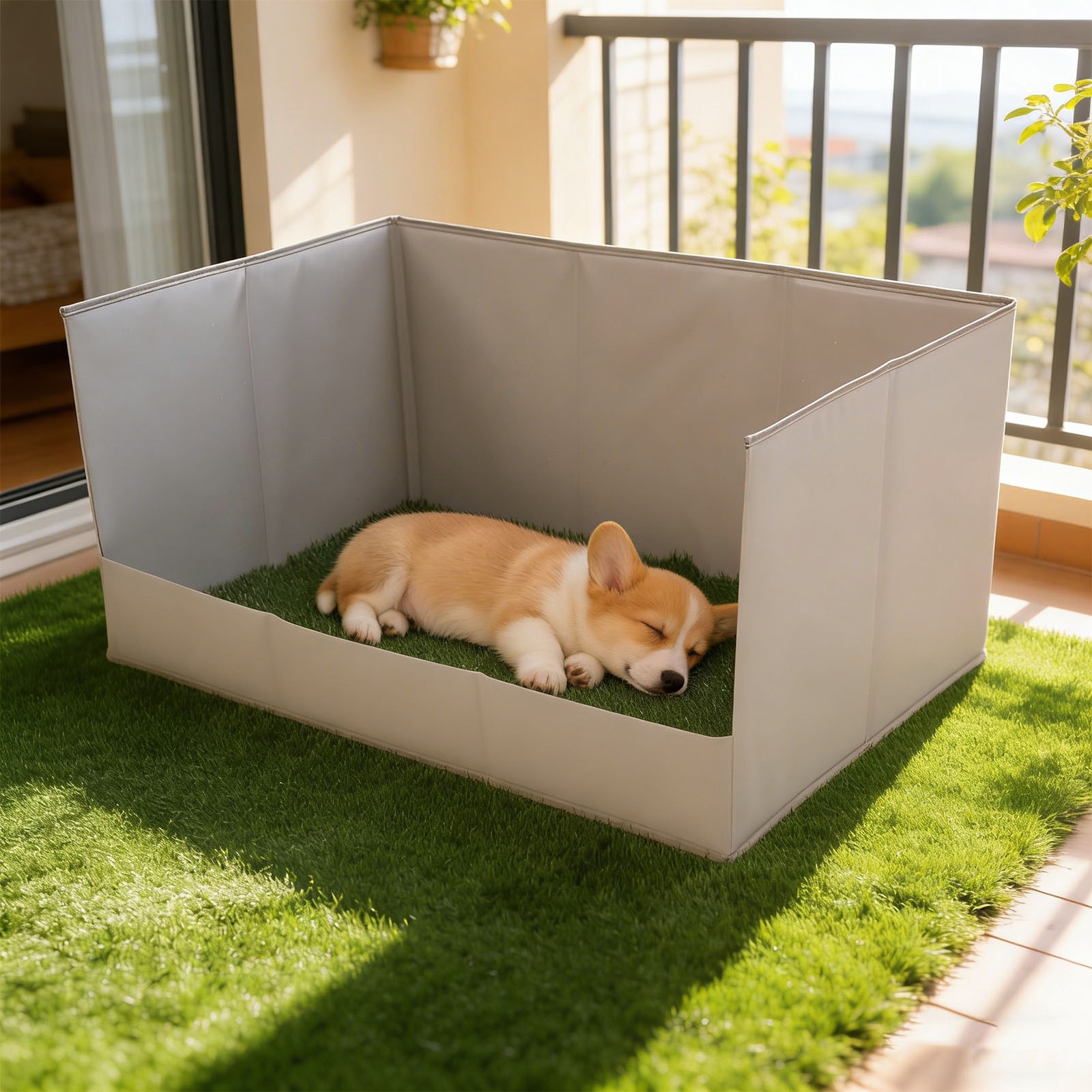 Dog Grass Pad With Tray Easy Cleaning Artificial Grass Foldable Dog Litter ZCFA