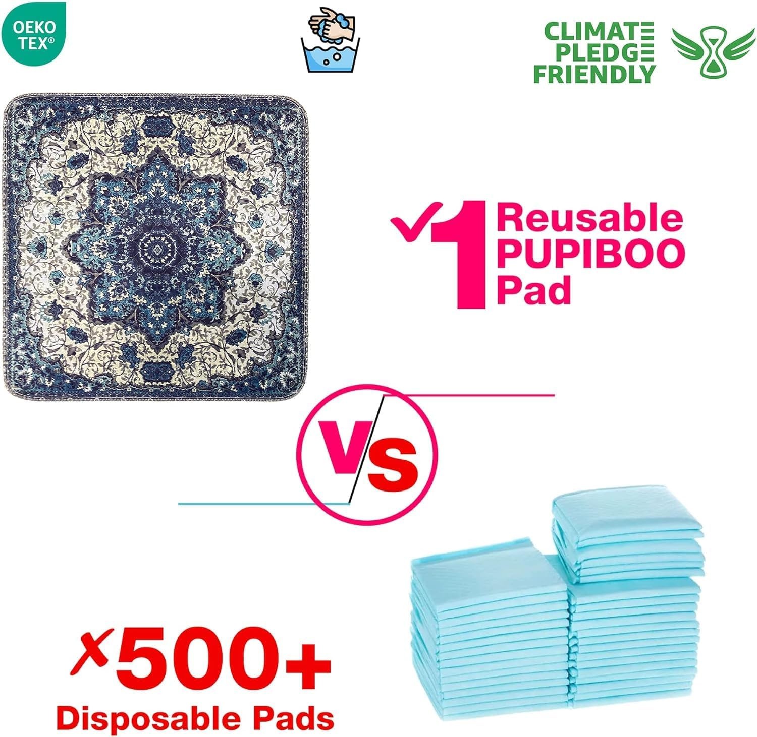 Washable Pee Pads for Dogs – Super 4.5FT x (Pack of 2), Blue Medallion