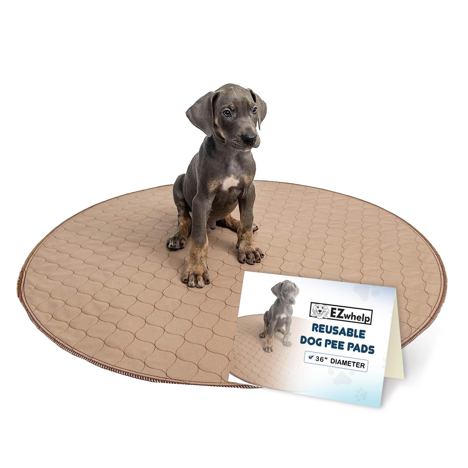 Dog Pee Pad Round 36 Inch Washable Waterproof Mat for Potty Training