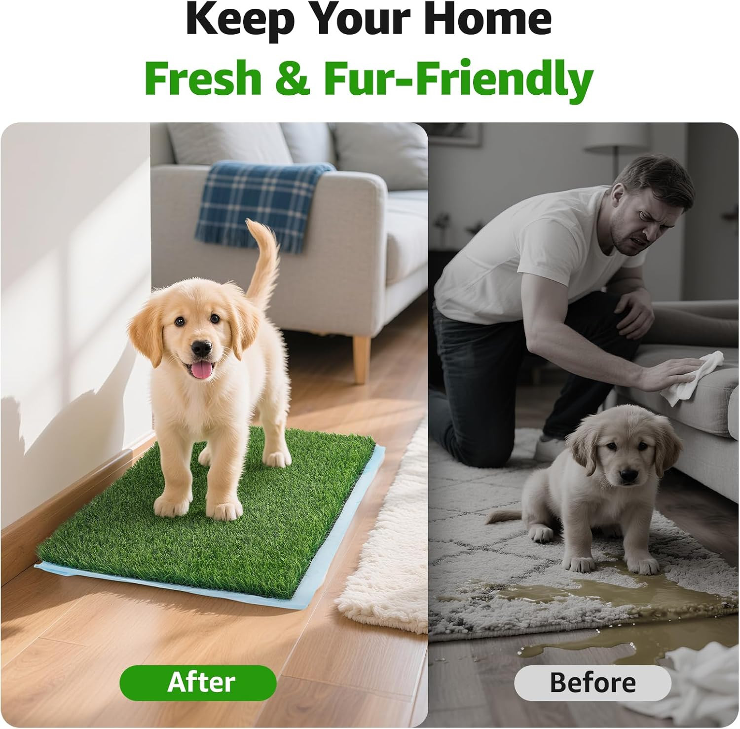 Artificial Pet Pee Grass Mat for Puppy, Pet Turf Fake Grass Replacement Pad for