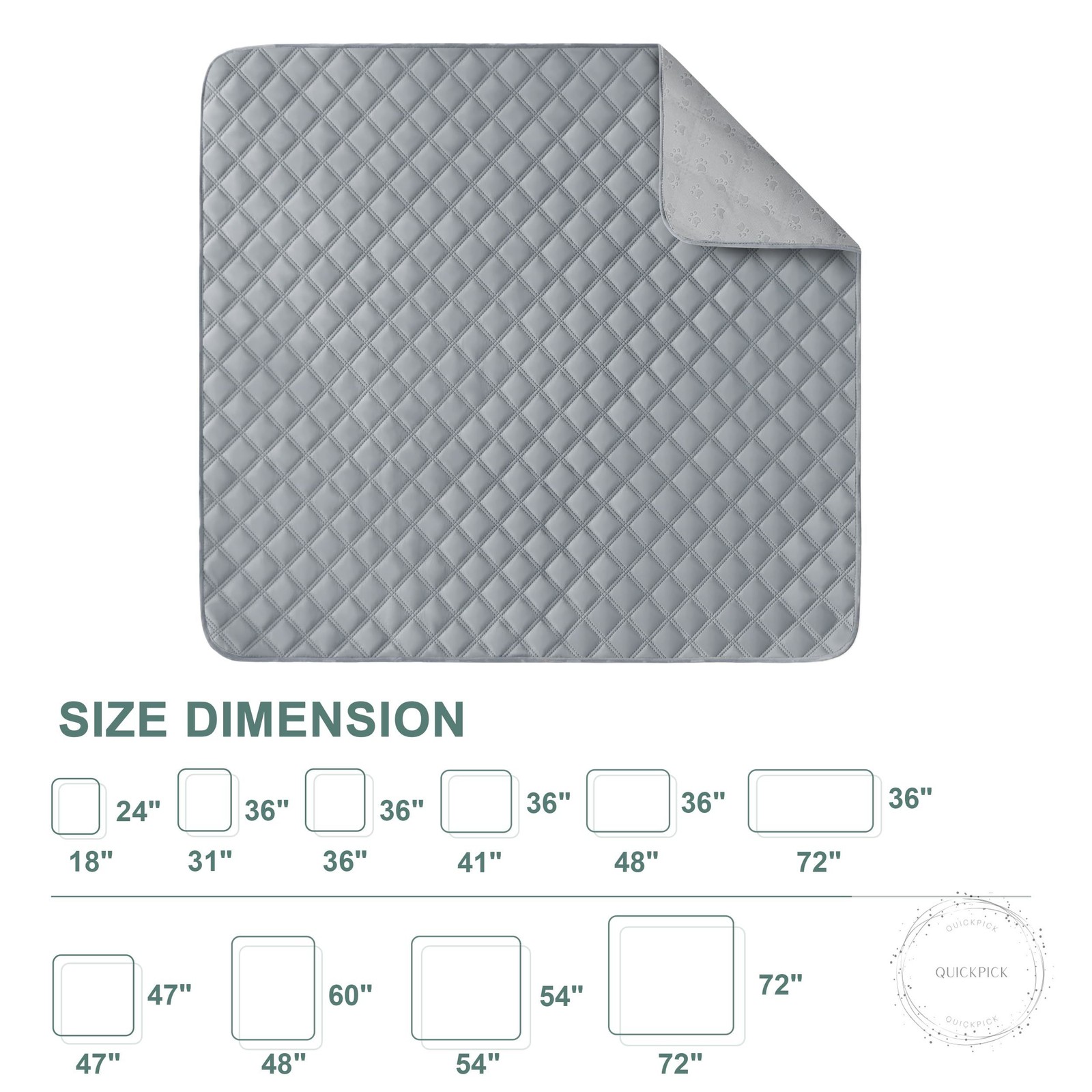 Reusable Washable Pee Pads for Dogs Large/Extra Large 36” x 41” 2 Pack, Absor