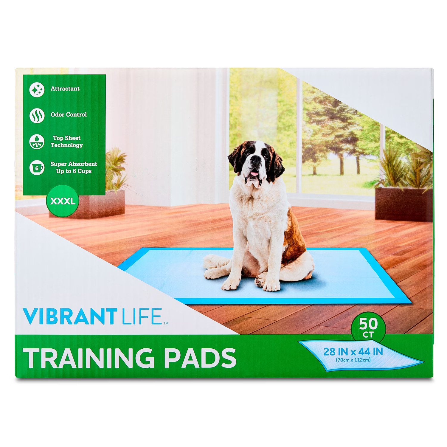 2 Pack Vibrant Life Dog Pads XXXL 28×44 50Ct Leak Proof Training Pads Absorbent