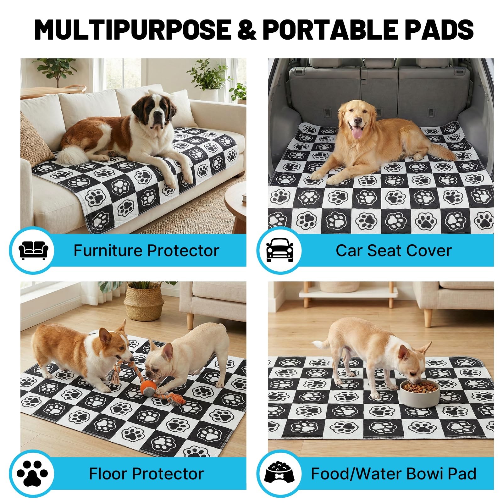 OMAGAI Pee Pads Black+white 36x36in 2pk