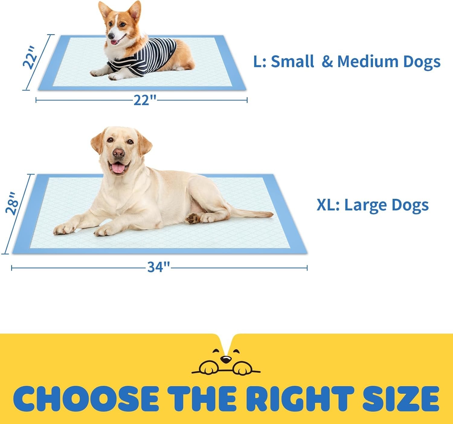 100 Pack XL Puppy Pads 34x28in Leak Proof Quick Dry Dog Potty Training Pads