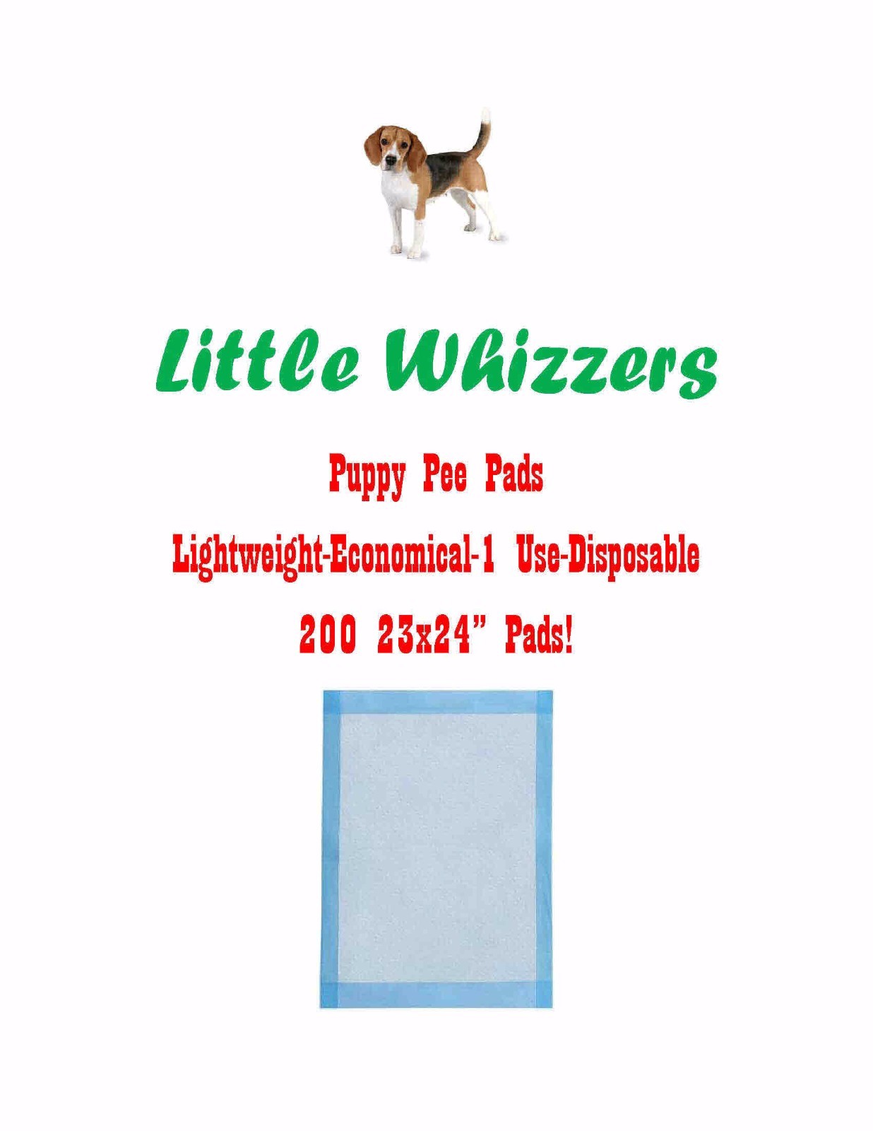 23×24″ Lightweight CHEAP Single Use Single Puppy Training Pads 3-Layer 200ct