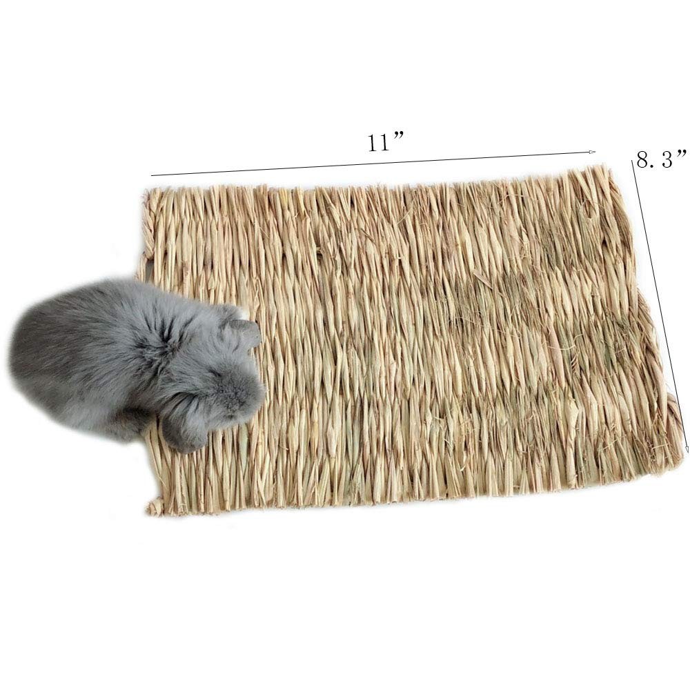 Hamiledyi Grass Mat Woven Bed Mat for Small Animal Bunny Bedding Nest Chew Toy B