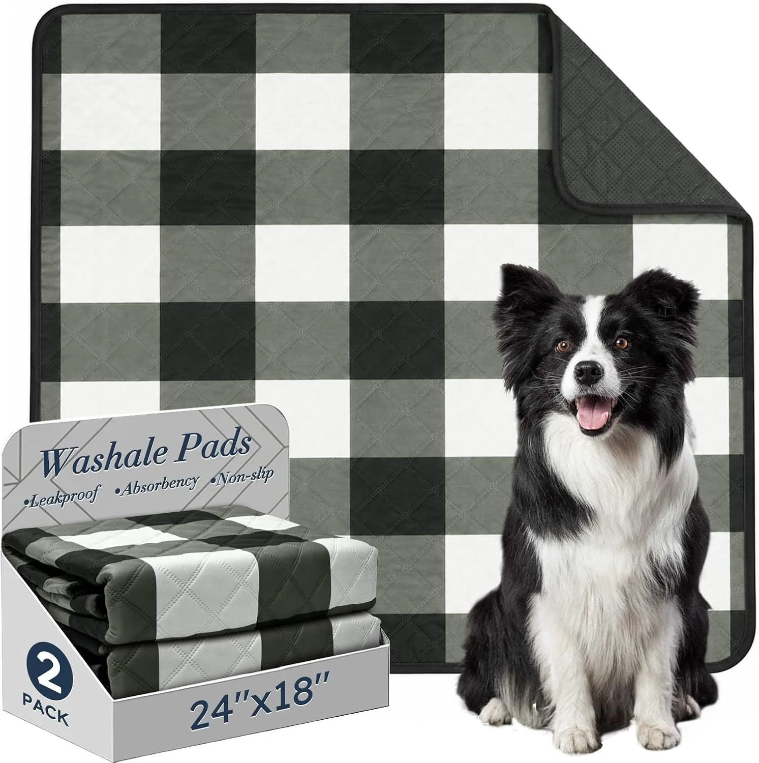 Washable Pee Pads for Dogs, 2Pack Reusable Puppy Pads, Super Absorbent & Leakpro