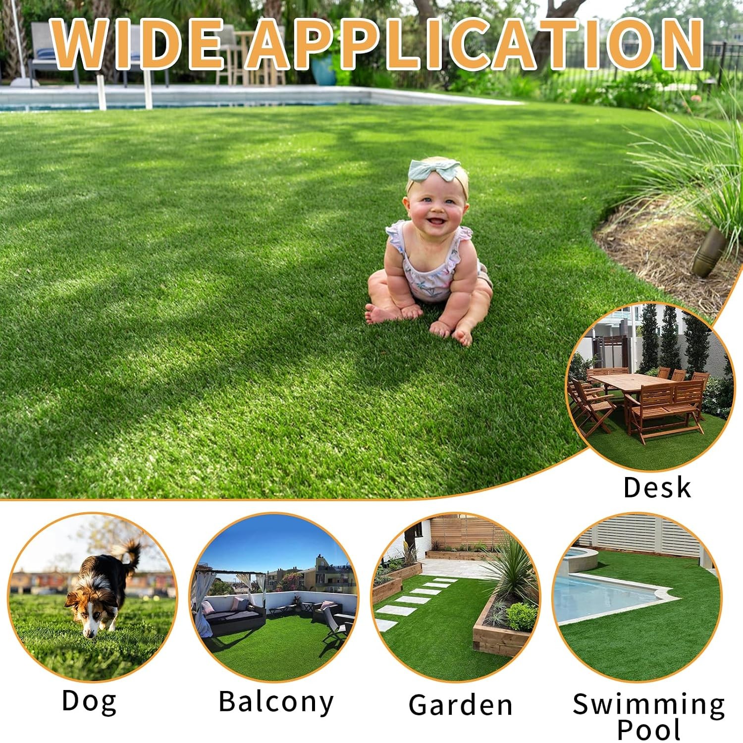 Artificial Pet Grass Dog Turf Mat Pad 1.38″ Pile Height Thick Drain Holes