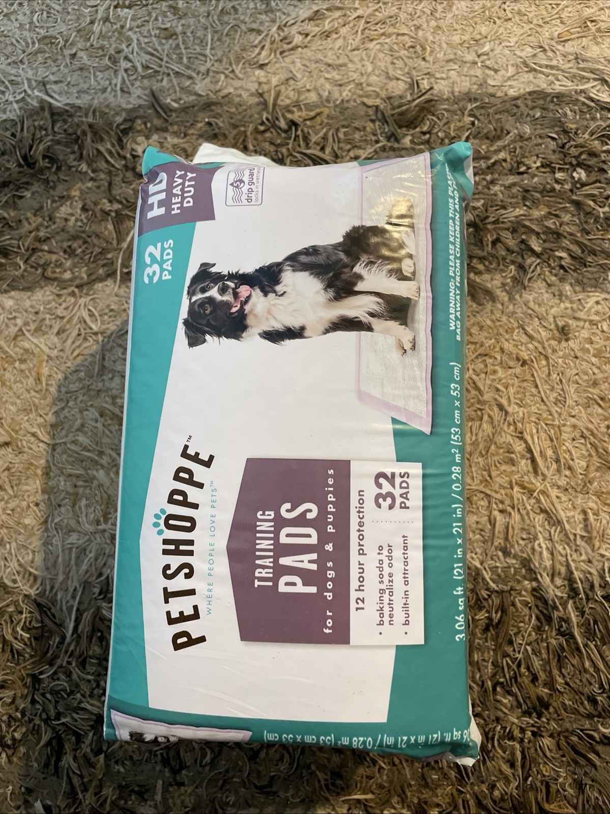 Pet Shoppe Training Pads For Dogs & Puppies – 3.06 SQ FT – 32 Count – Sealed Bag