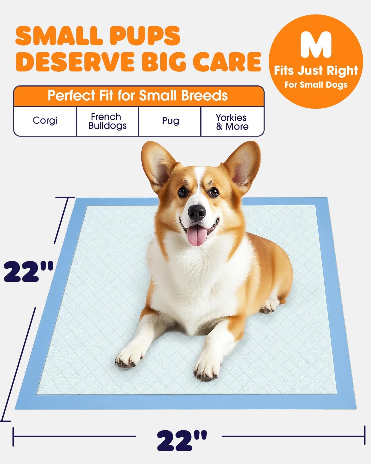 Super Absorbent Puppy Pads 22×22 in, 150 Pack, Quick-Dry, Spill-Proof, 6-Layer P