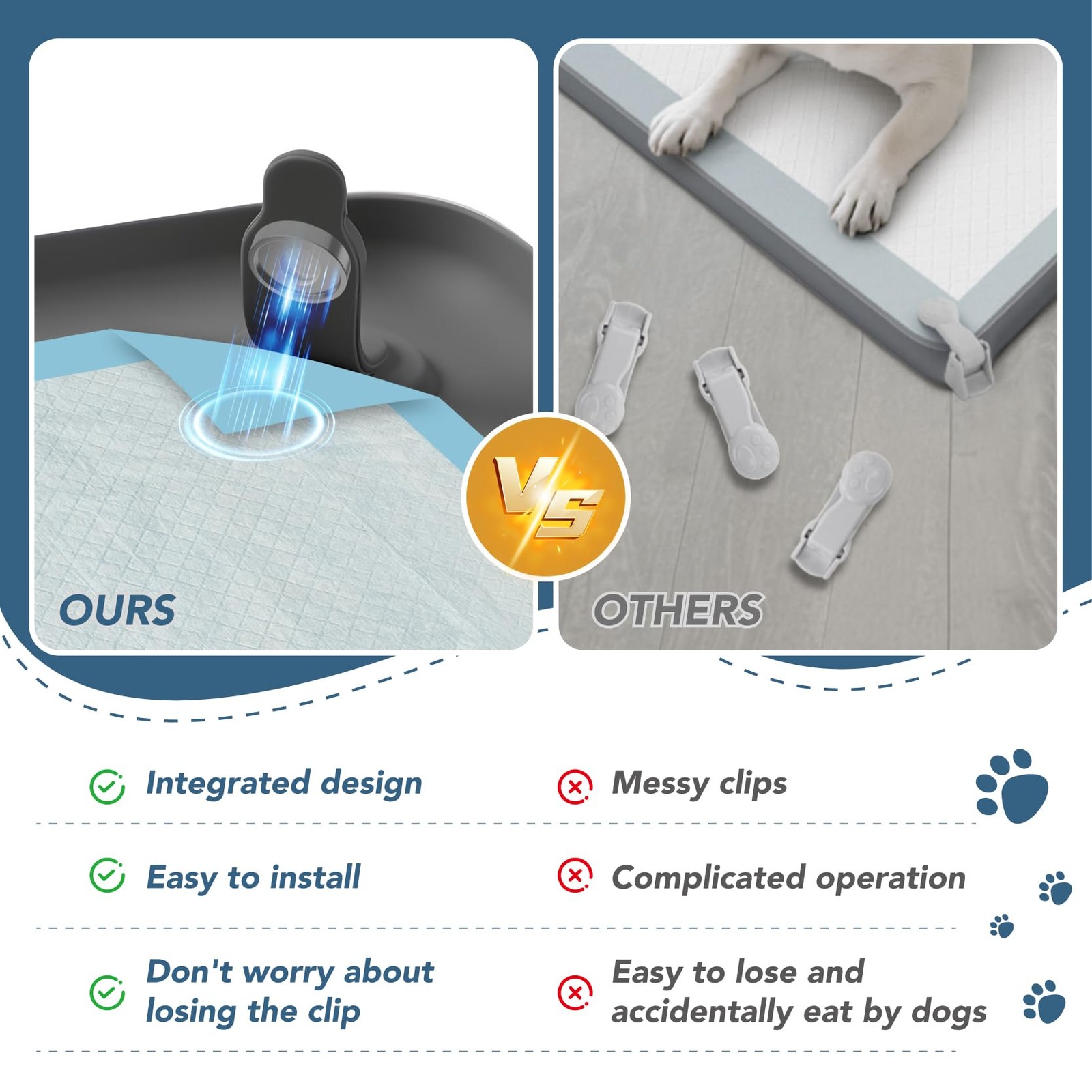 Pee Pad Holder for Dogs, 24″ x Non-Slip Silicone Puppy x 24″, Gray
