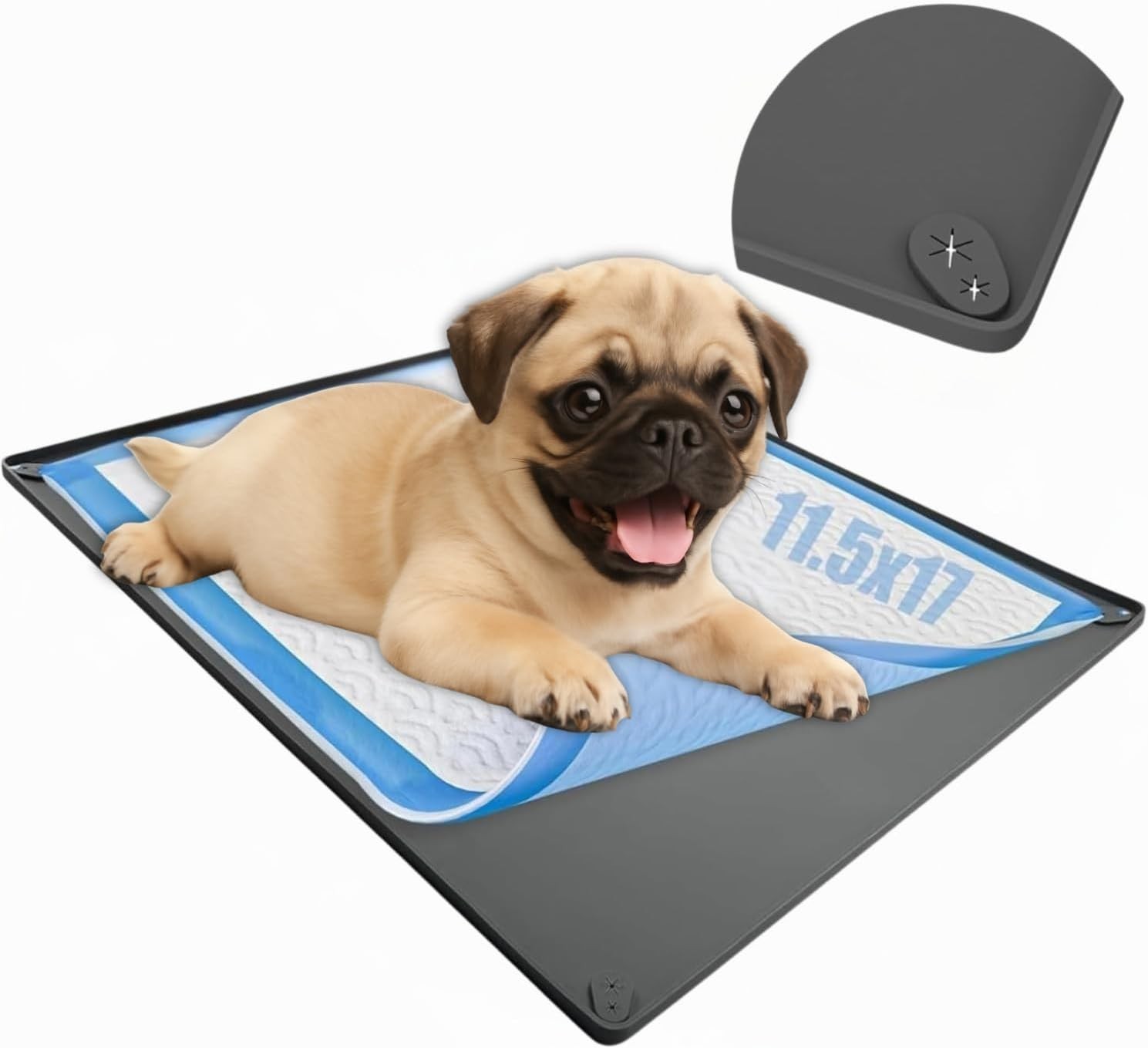 Dog Training Pad Holder Tray 17×11.5 Inch Non-Spill Raised Edge Floor Protection