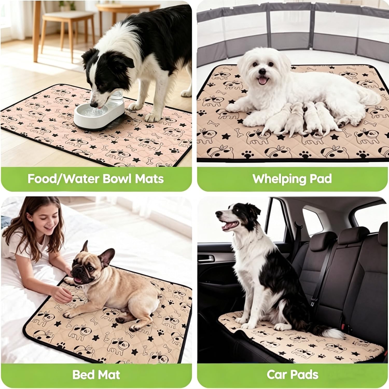 2 Pack Reusable Washable Pet Pee Pads, 24″ x 48″ Guinea Pig Cage Liner, Water…