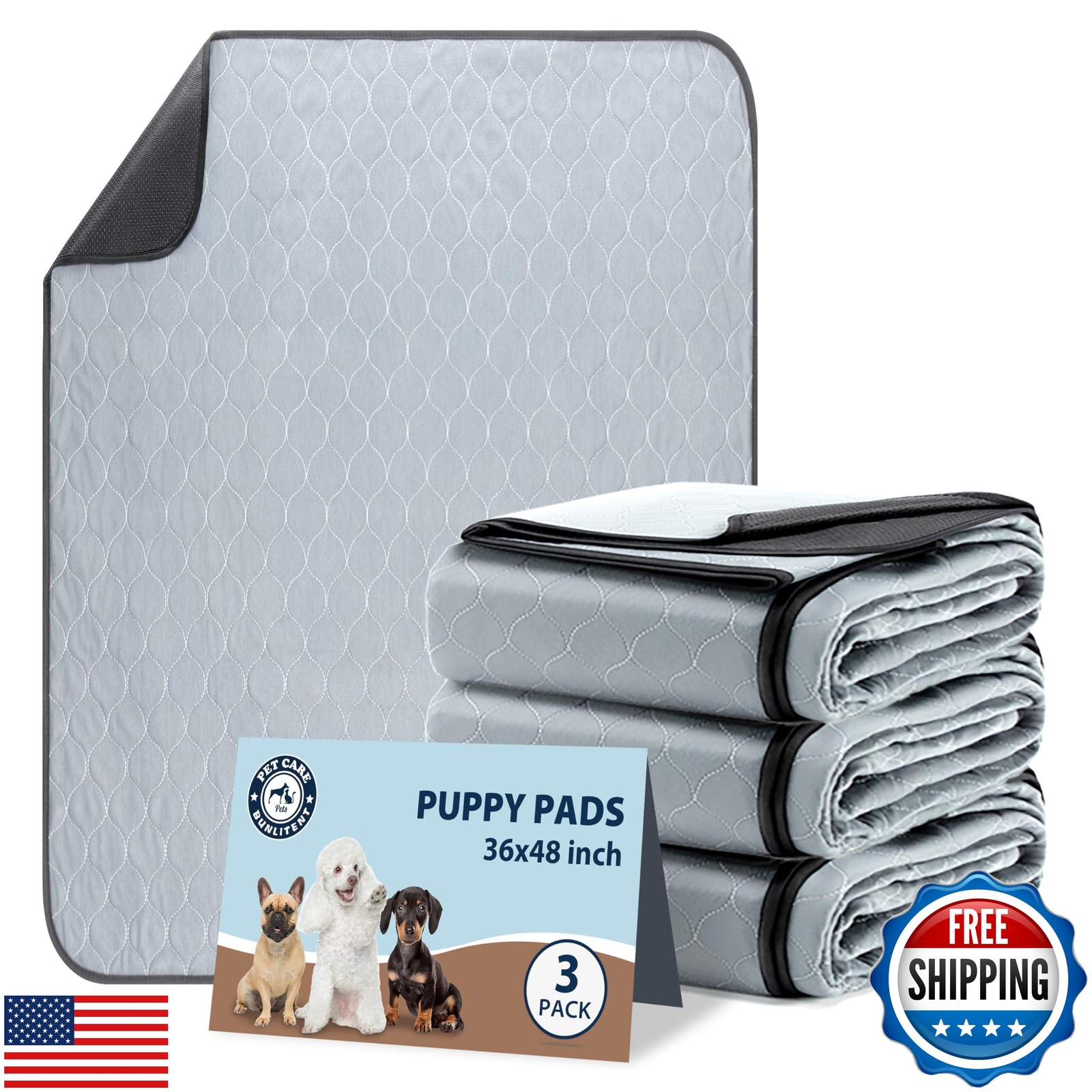 Washable Pee Pads for Dogs, 36×48 Reusable Puppy Pads with Fast Absorbent, Wa