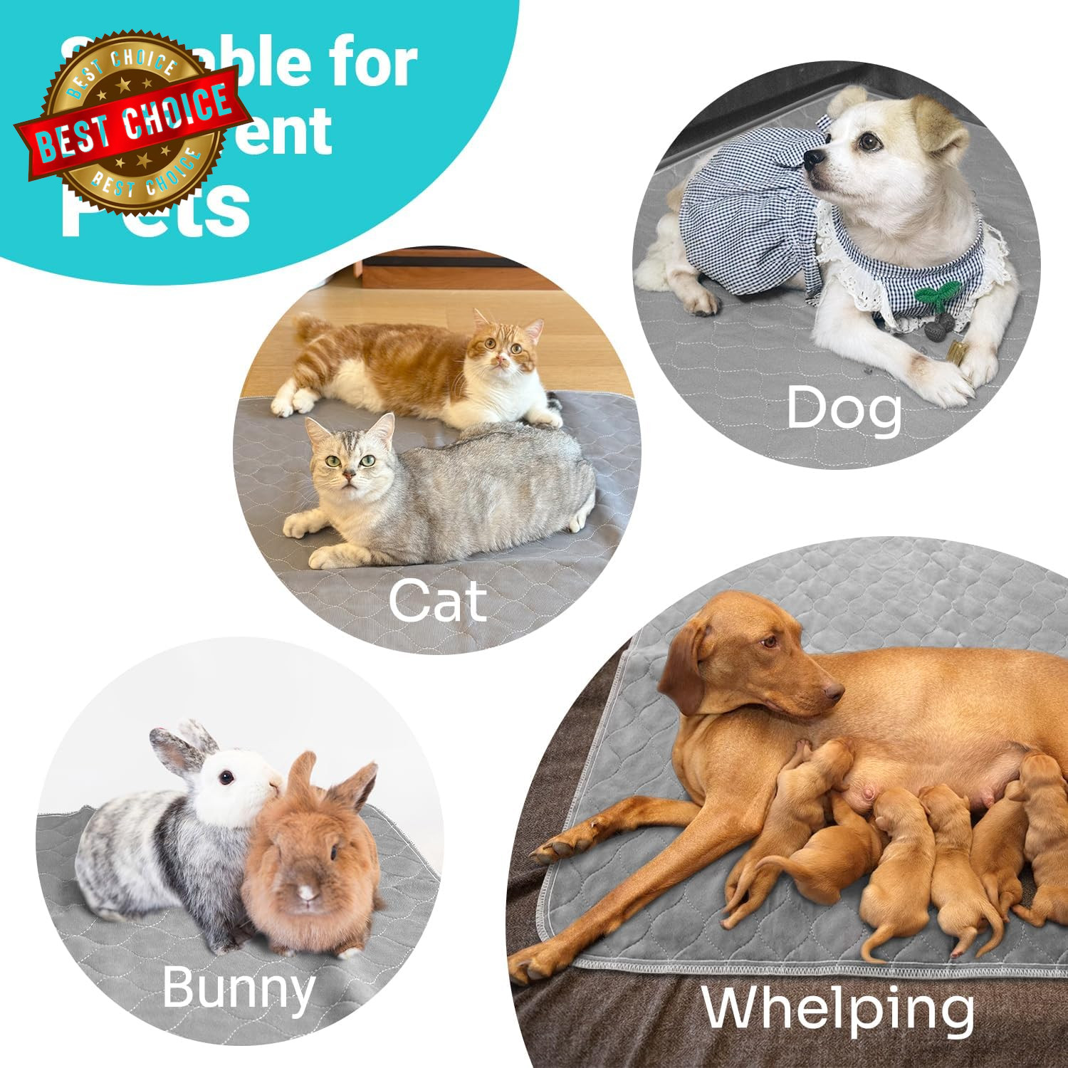 Reusable Pee Pads for Dogs Extra Large 60″ X 48″ Puppy Playpen Mat, Washable Pee