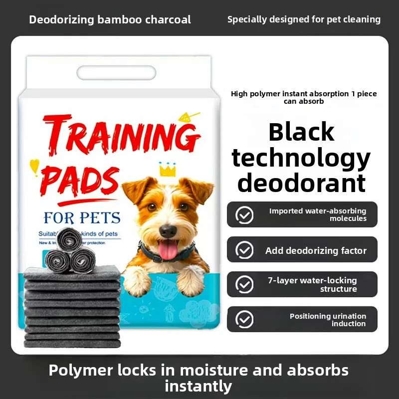 Pet Pee Pads Bamboo Charcoal Thickened Dog Training Pads with Adhesive Back Supe