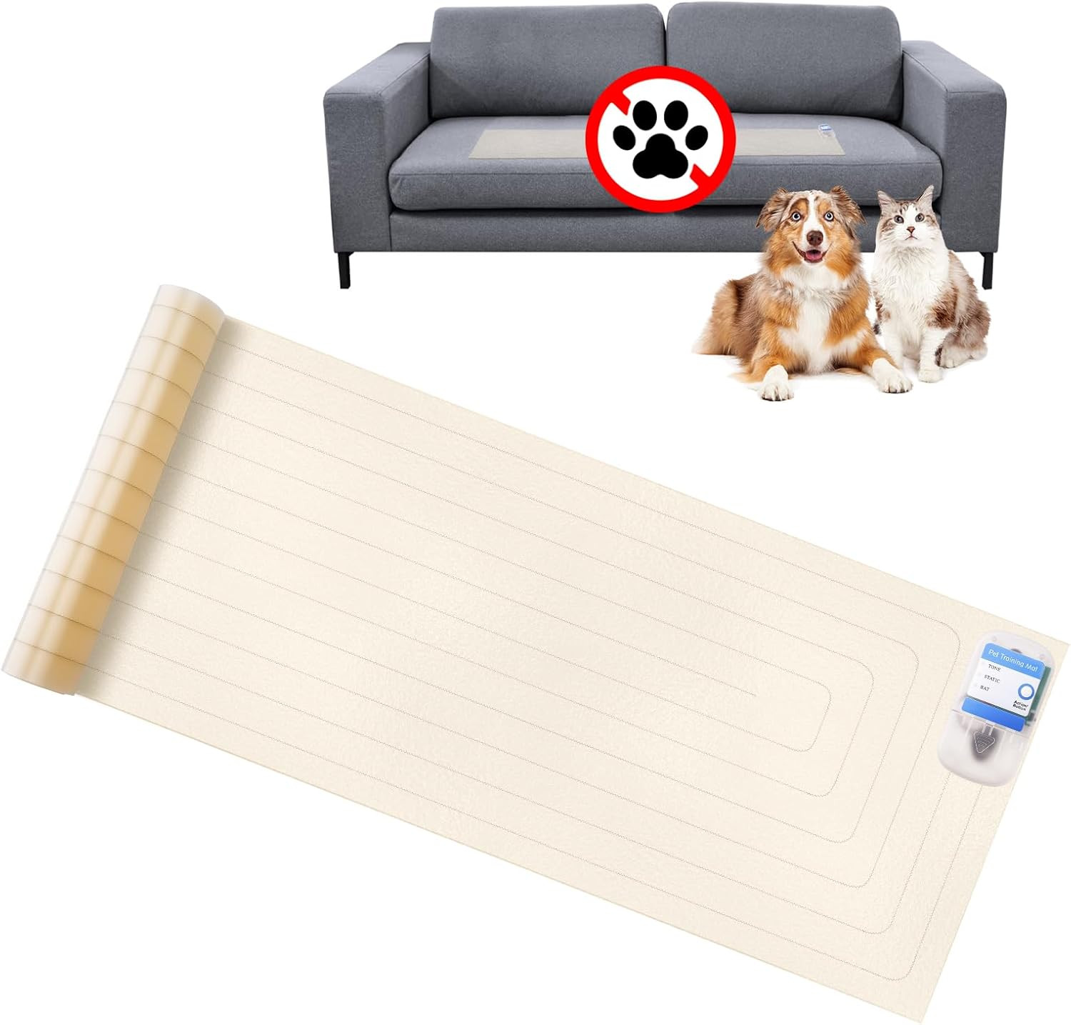 Pet Shock Mat 60×12 Inch, Static Correction Pad for Dogs & Cats Indoor, 3 Traini