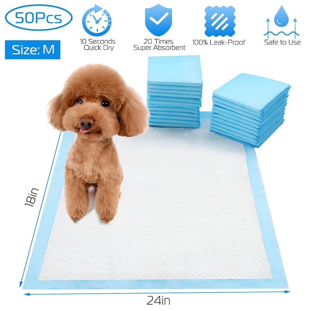 50 Pack Puppy Training Pads 24×18 Dog Pee Pads Super Absorbent Leak Proof USA