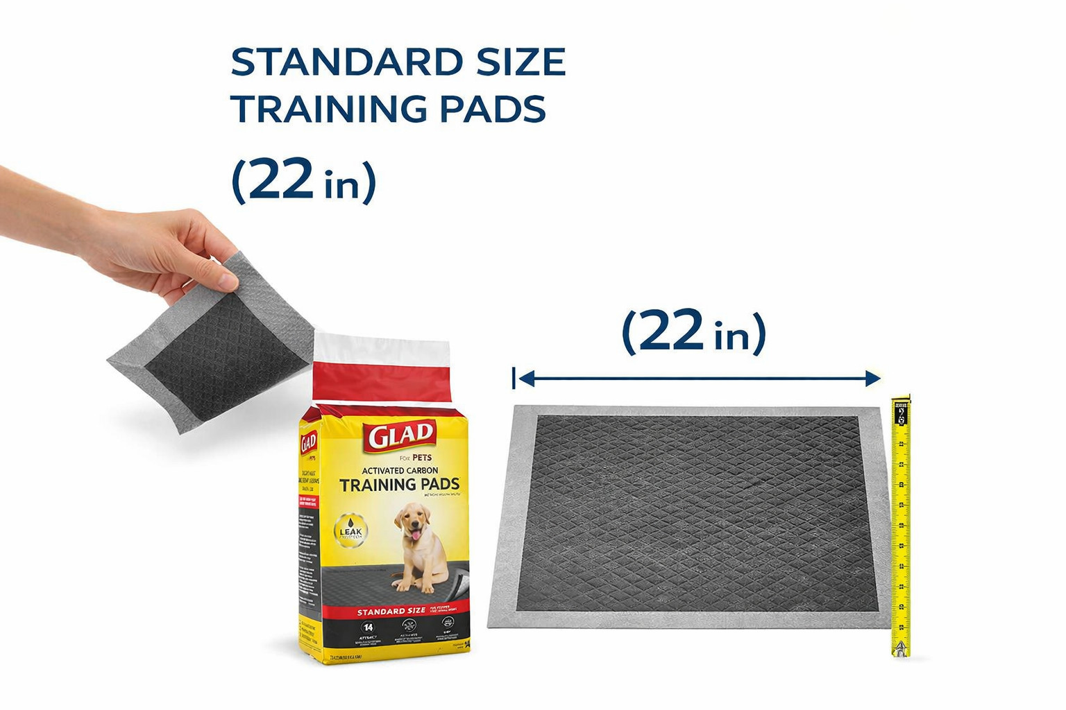 Glad For Pets Carbon Puppy Training Pads Standard Size 14 Count Leak-Proof