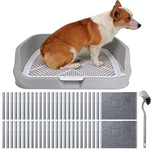 XL Dog Litter Box & Pee Pad Holder, Puppy Potty Training Tray for Small/Medium D