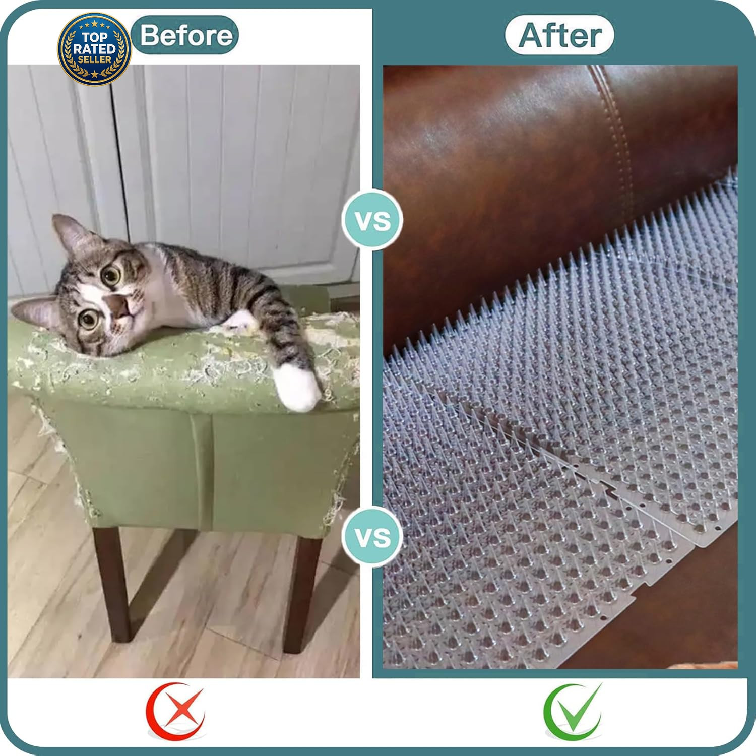 8 Pack Cat Deterrent Outdoor/Indoor Scat Mat, Pet Deterrent Training Mats, Keep