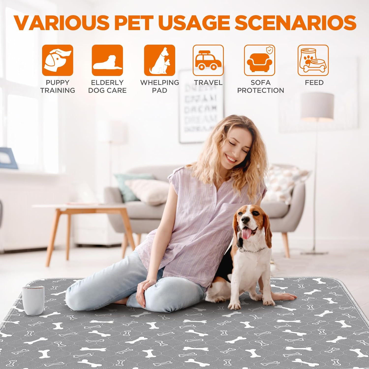 Washable Dog Pee Pads 2 Pack 24×24 Waterproof Reusable Training Mat