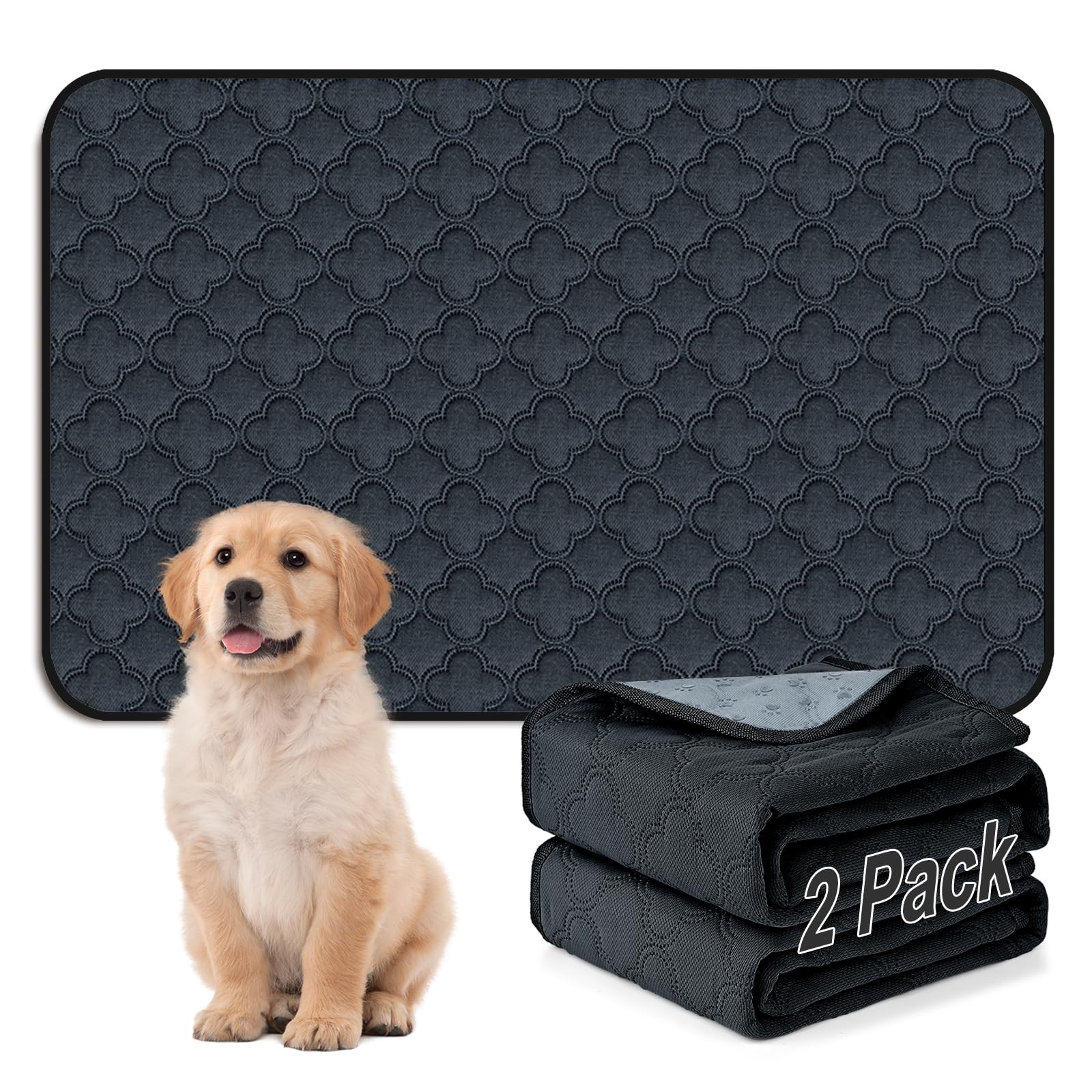 2 Pack 24×36 Inch Washable Pee Pads Reusable Pet Training Pads for Dogs