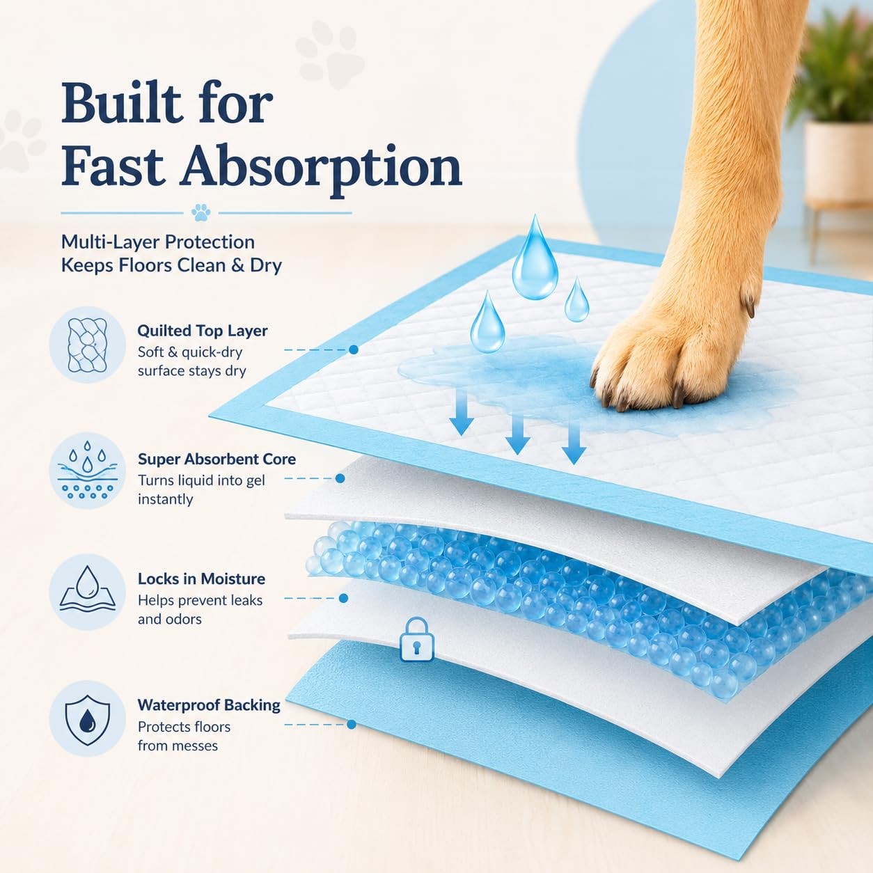 Boscute Super Absorbent & Leak-Proof Jumbo Size 36×36 Pet Training Dog Pee Pads,