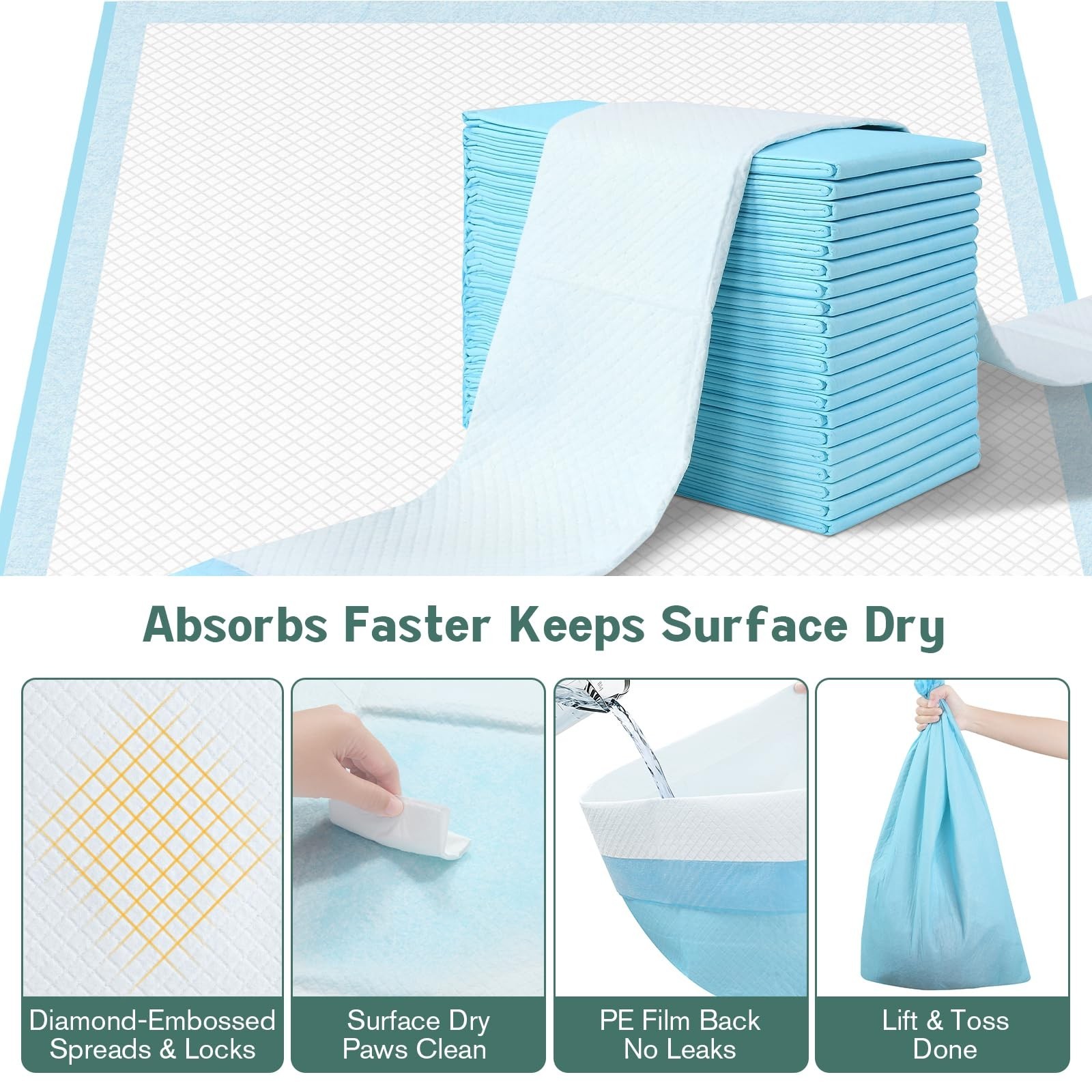 Large Puppy Pee Pads for Dogs 31″ x 36″ 60 Count, 6-Layer Leak-Proof XXL Dog …