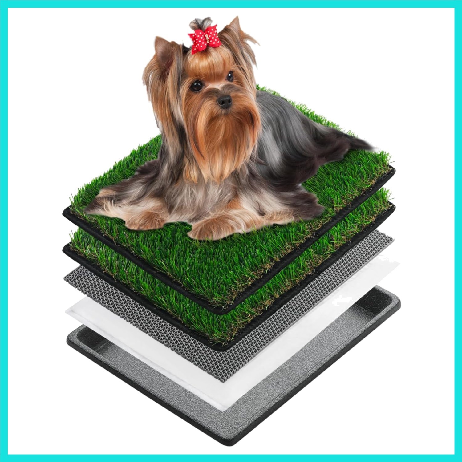 Dog Grass Pee Pads for Dogs with Tray | Extra Small 17 x 13 in for Puppy Less…