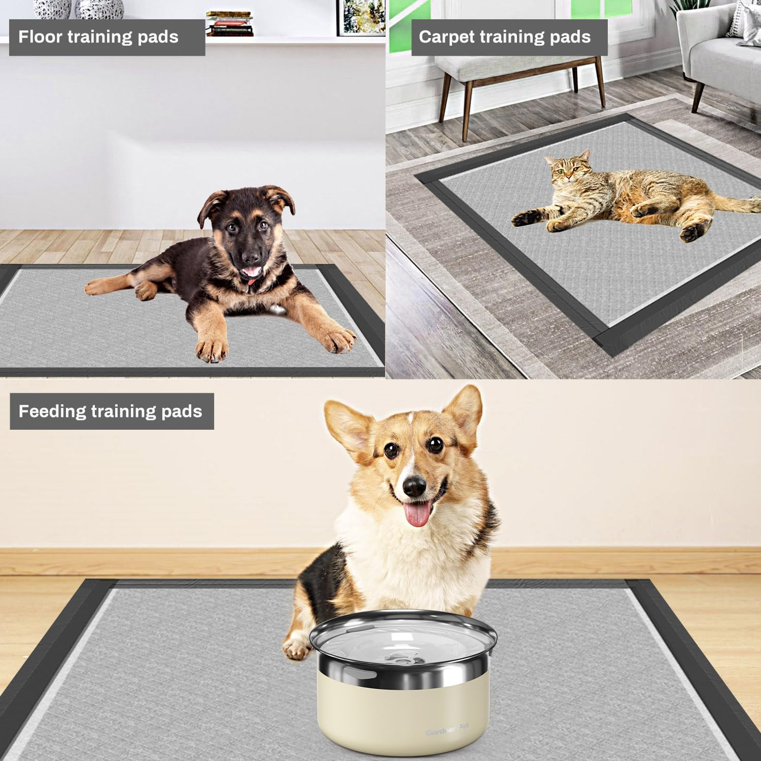 Charcoal Puppy Pads 28X34 Inches Extra Large Dog Pee Pads Odor-Control & Leak-Pr
