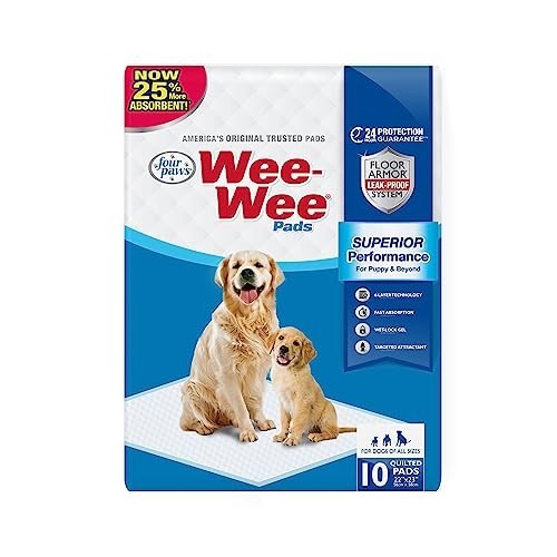 Disposable Dog Pee Pads 22 x 23 Inch 10 Count Leak Proof Potty Training Puppy