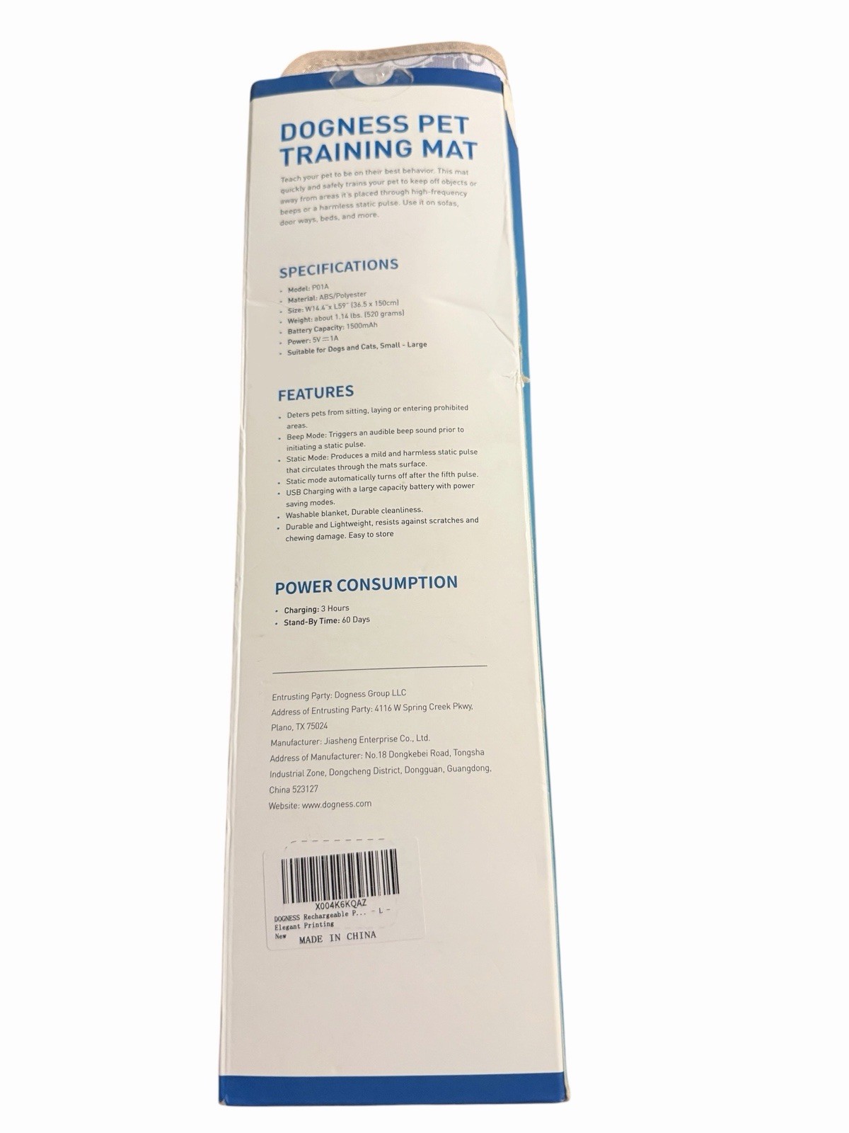 Dogness Dog Pet Training Mat Rechargeable New 14.4” X 31.5” Gray Floral