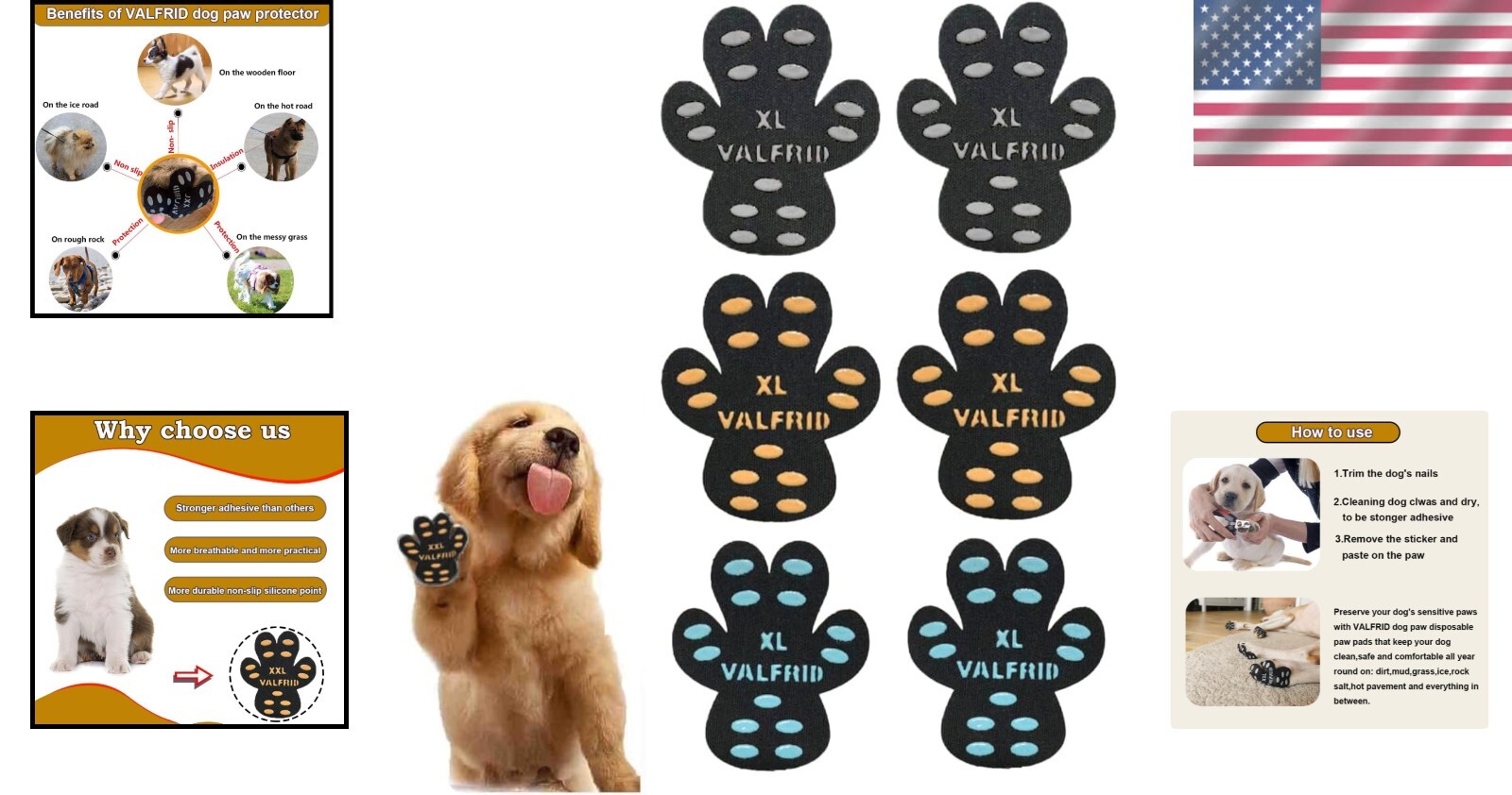 XL Dog Paw Pads Anti-Slip Protector – 60 Soft Breathable Pads for Large Dogs