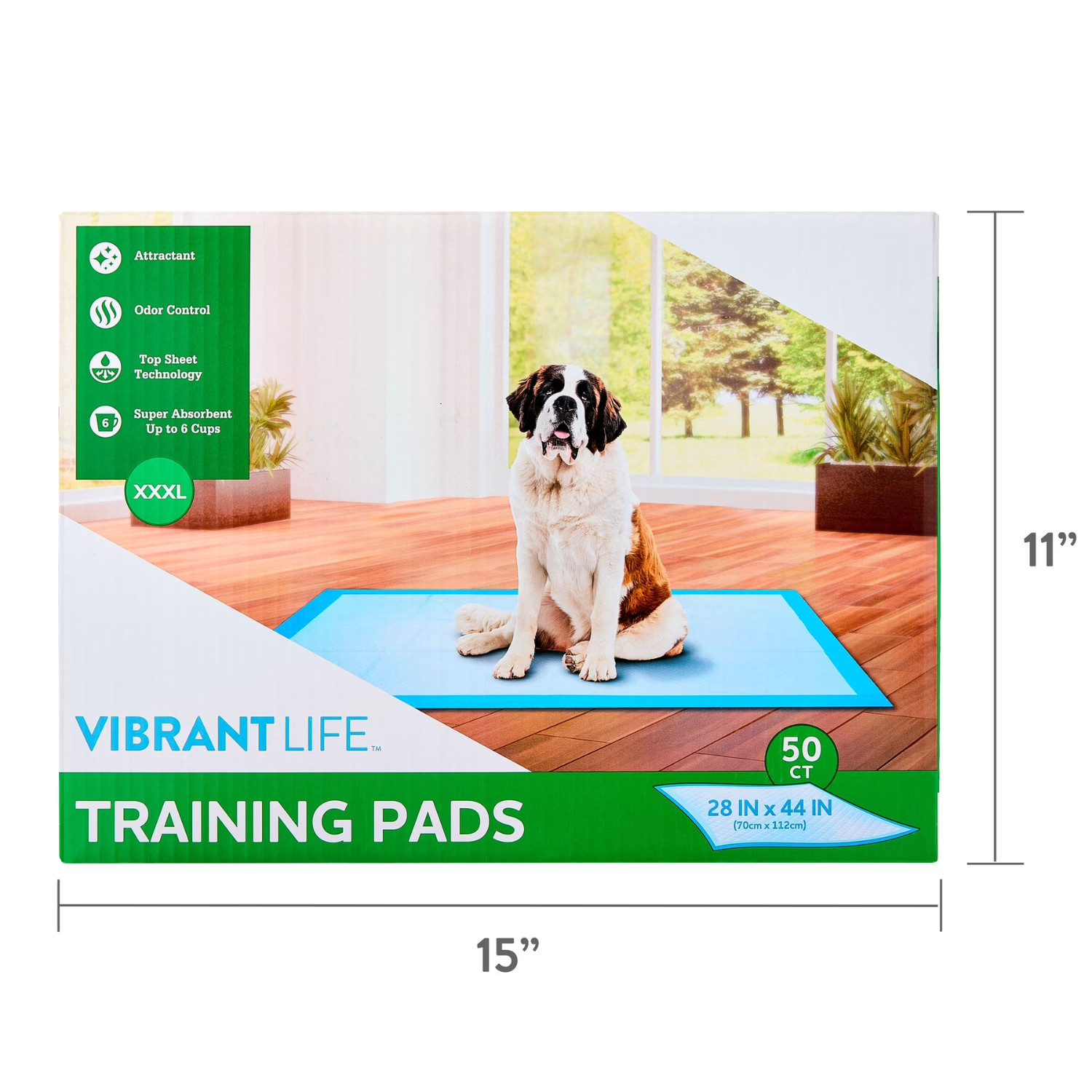 2 Pack Vibrant Life Dog Pads XXXL 28×44 50Ct Leak Proof Training Pads Absorbent