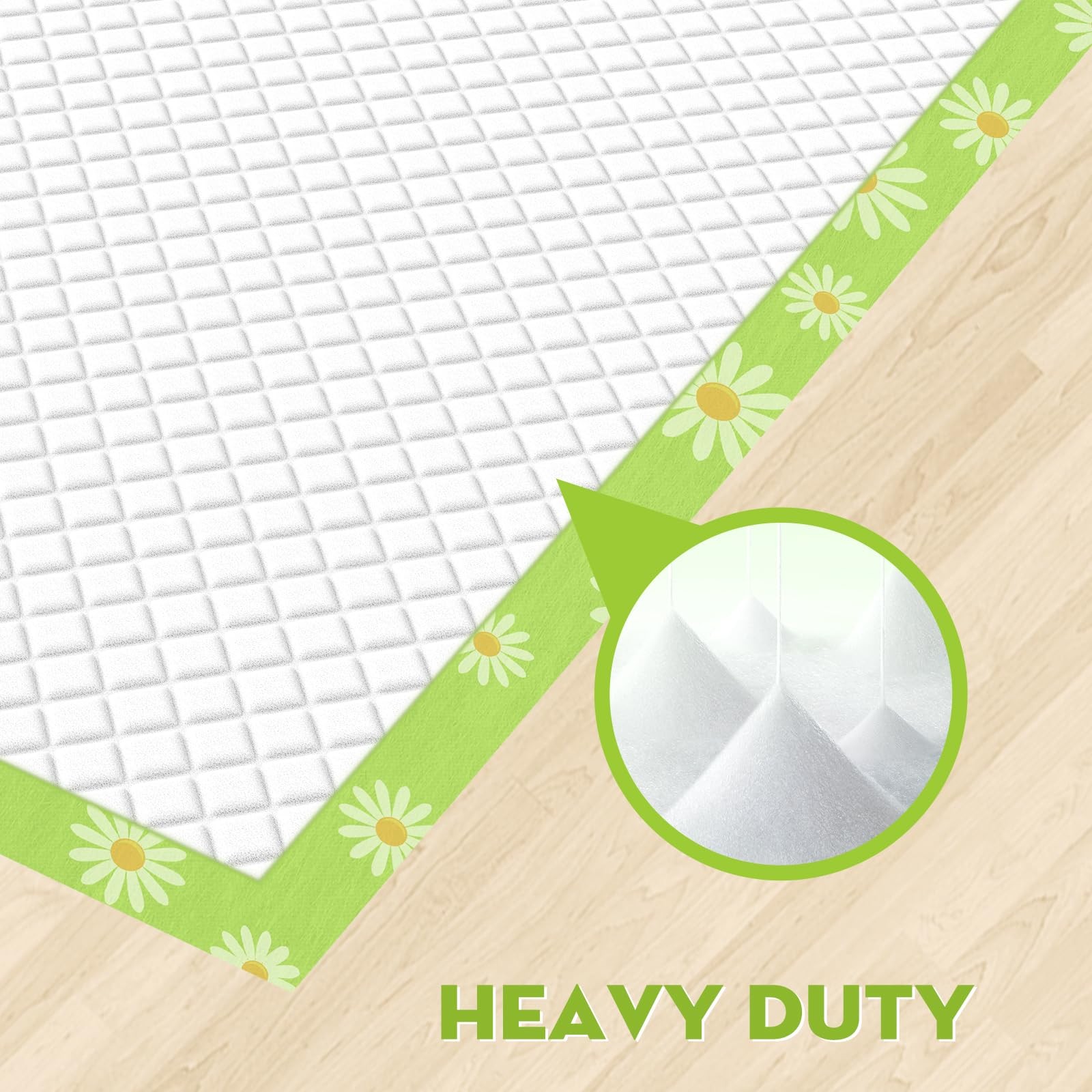 Pee Pads for Dogs 30x36in Daisy Pattern, Puppy Pads with Adhesive Tabs Super …