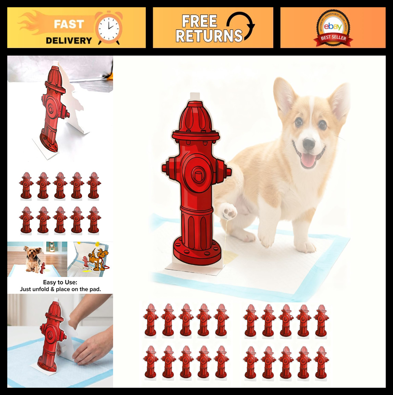 Puppy Potty Training Pads – 20 Hydrant Shaped Pee Post Guides for Small Dogs
