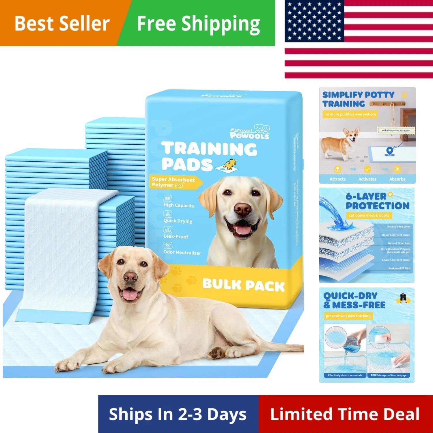 100-Pack X-Large Puppy Pads – 34” x 28” Pee Pads for Dogs Potty Training wi…
