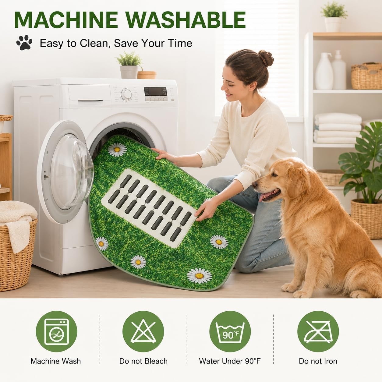 Washable Pee Pads for Dogs, 2 Pack Lawn Puppy Pads, 31” x 36” | Highly Abso…