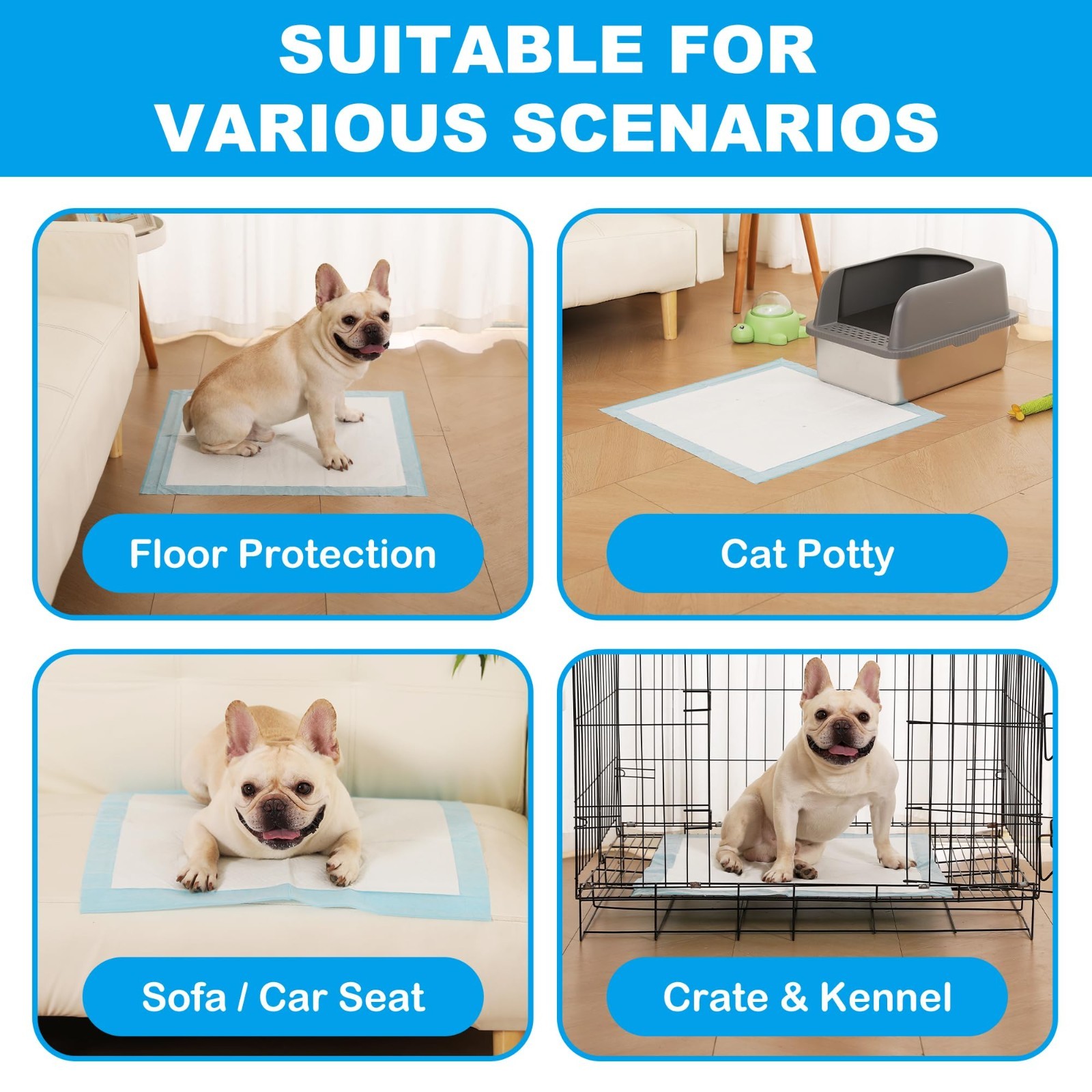 100 Count Disposable Puppy Pads 23.6″x23.6″ – Super Absorbent Dog Training Pee P