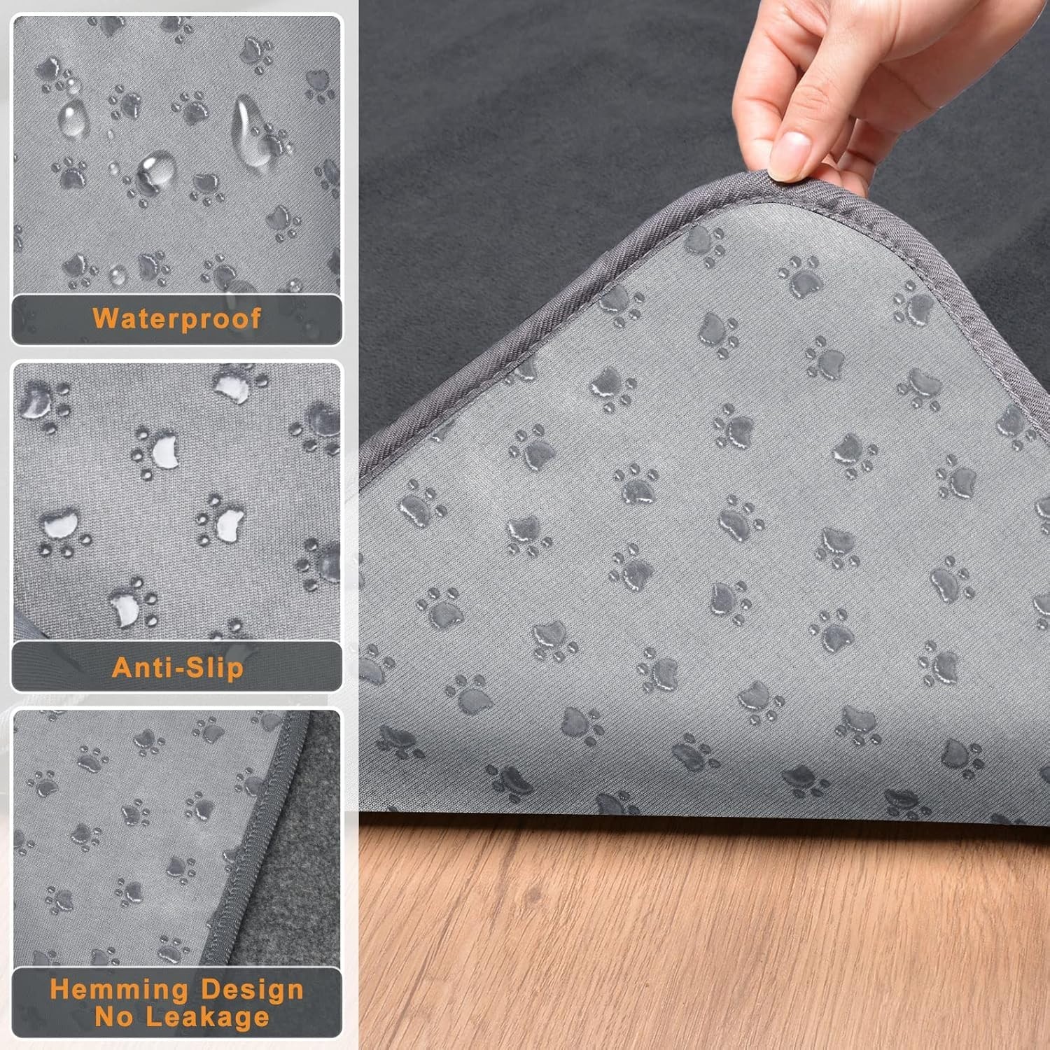 2 Packs Extra Large Reusable Dog Mat for Floor, Non-Slip Washable Pee Pads fo…
