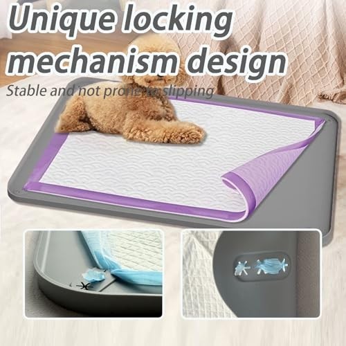 Leak-Proof Dog Pee Pad Tray Holder – 31″x21″ Silicone Mat for Pet Training, Gray